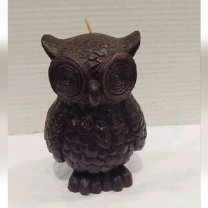 Vintage Brown Maroon Molded Wax Owl Candle